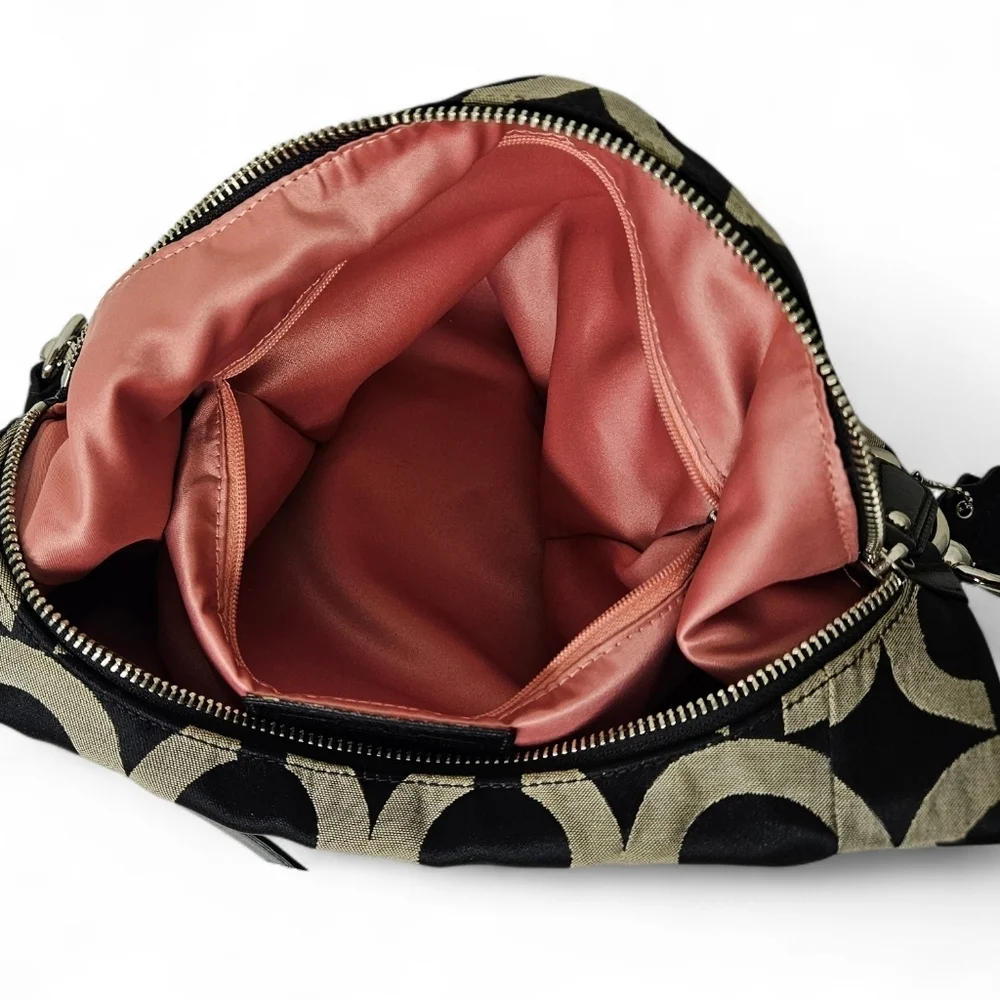Coach Kristen Op Art Hobo Bag In Black And Gray Sateen From 2008